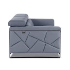 75" Light Blue and Black Leather Loveseat