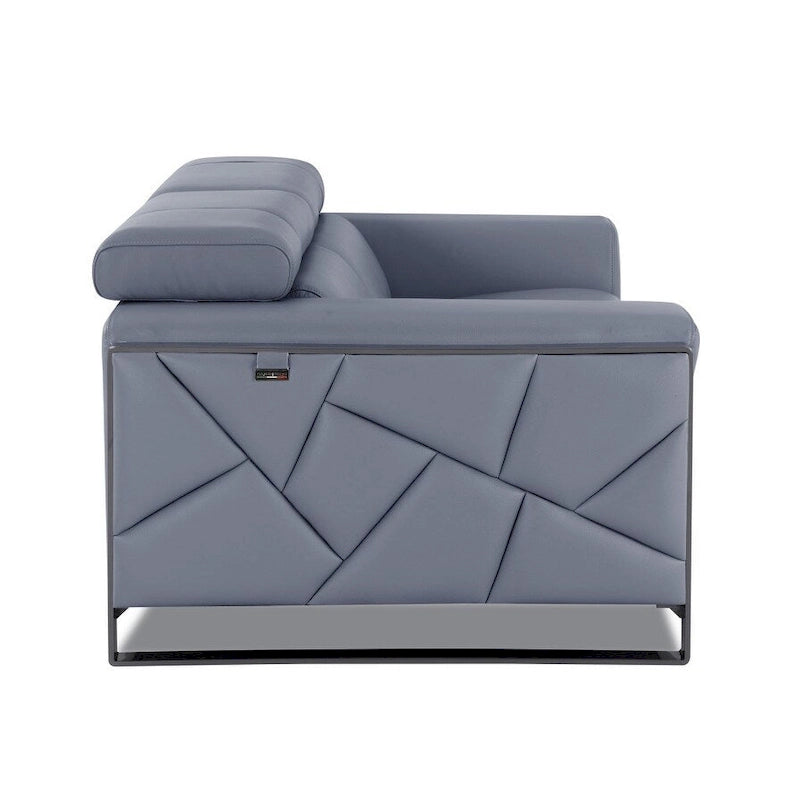 75" Light Blue and Black Leather Loveseat