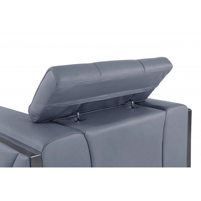75" Light Blue and Black Leather Loveseat