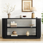 Console Table with Open Shelves and Fluted Wood Veneer