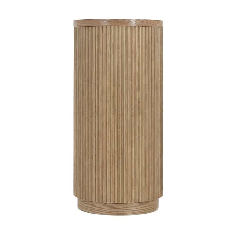 Console Table with Open Shelves and Fluted Wood Veneer