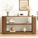 Console Table with Open Shelves and Fluted Wood Veneer