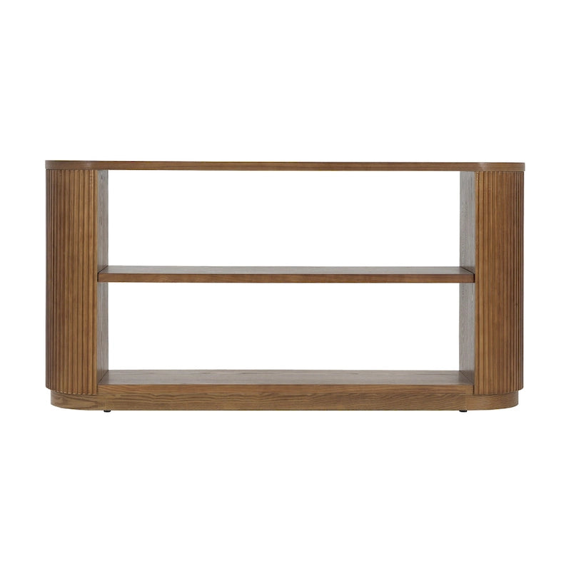 Console Table with Open Shelves and Fluted Wood Veneer