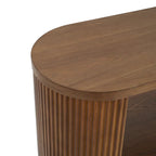 Console Table with Open Shelves and Fluted Wood Veneer