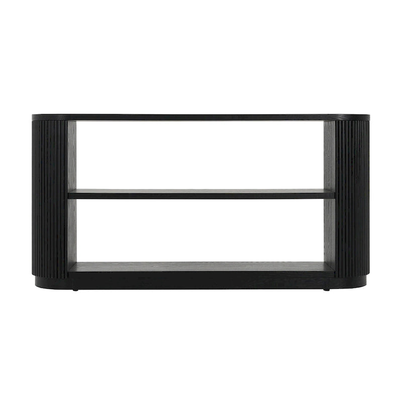 Console Table with Open Shelves and Fluted Wood Veneer