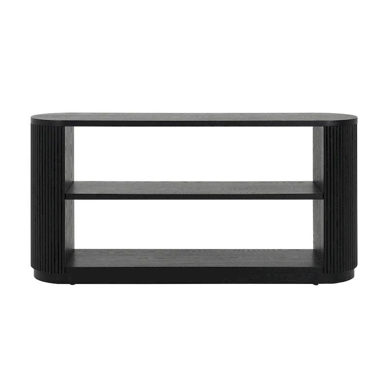 Console Table with Open Shelves and Fluted Wood Veneer