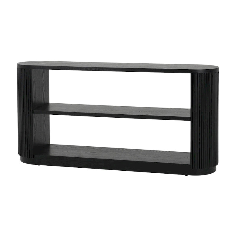 Console Table with Open Shelves and Fluted Wood Veneer