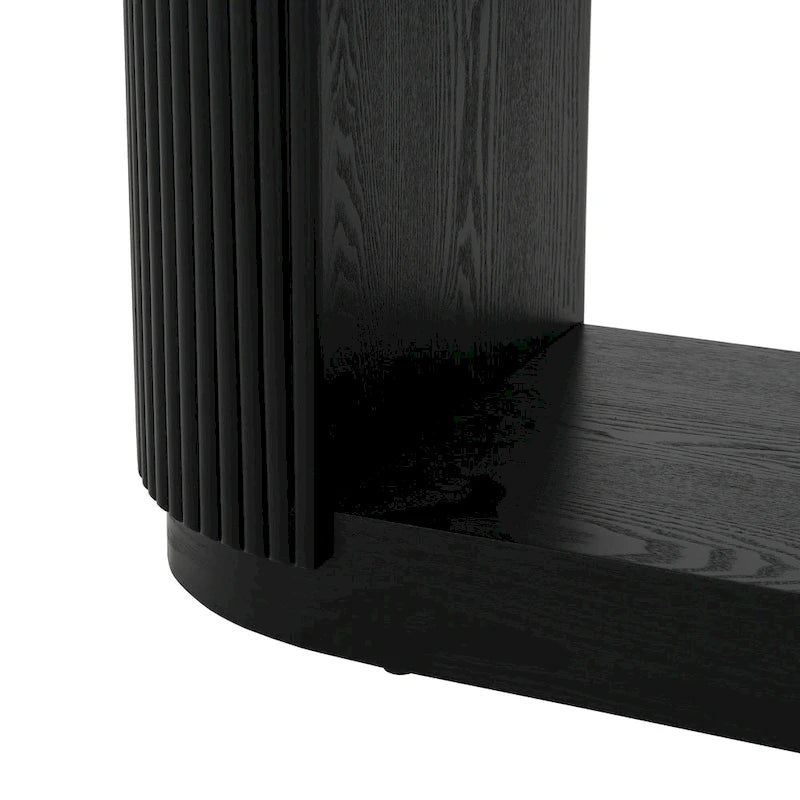 Console Table with Open Shelves and Fluted Wood Veneer
