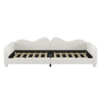 Full Size Upholstered Daybed with Cloud-Shaped Backrest - Sherpa Fabric, No Box Spring Needed