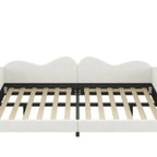 Full Size Upholstered Daybed with Cloud-Shaped Backrest - Sherpa Fabric, No Box Spring Needed