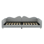 Full Size Upholstered Daybed with Cloud-Shaped Backrest - Sherpa Fabric, No Box Spring Needed