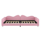 Full Size Upholstered Daybed with Cloud-Shaped Backrest - Sherpa Fabric, No Box Spring Needed