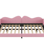 Full Size Upholstered Daybed with Cloud-Shaped Backrest - Sherpa Fabric, No Box Spring Needed