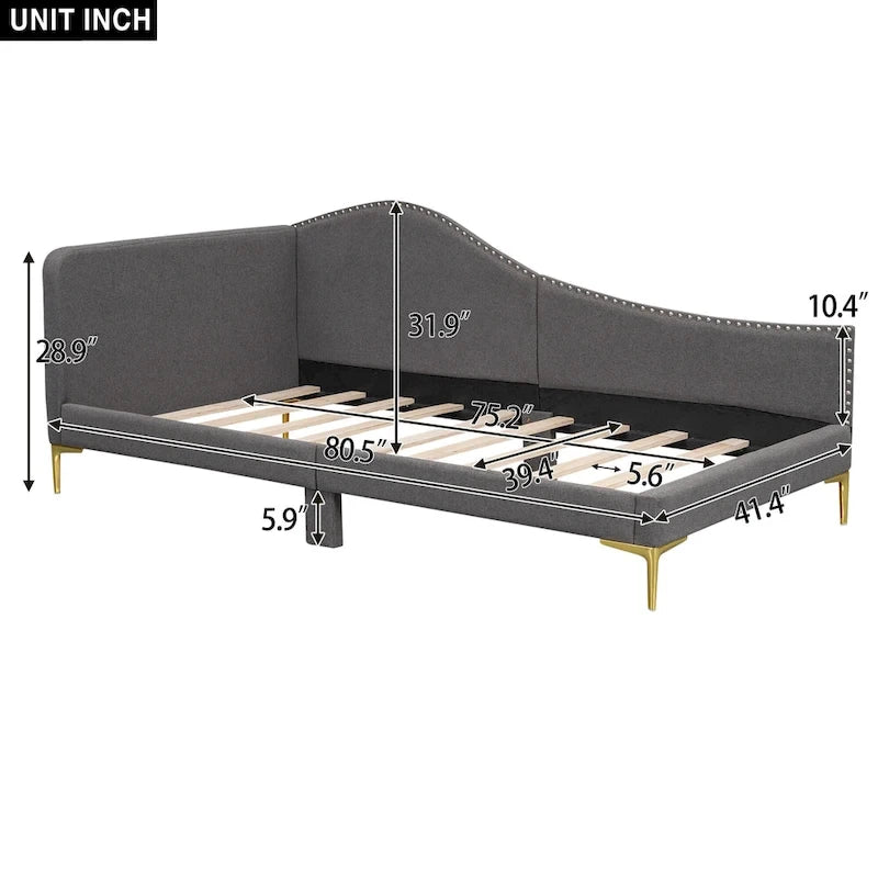 Upholstered Daybed with Guardrail and Headboard