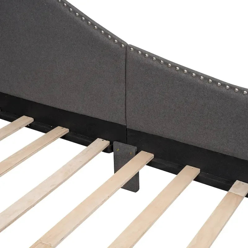 Upholstered Daybed with Guardrail and Headboard