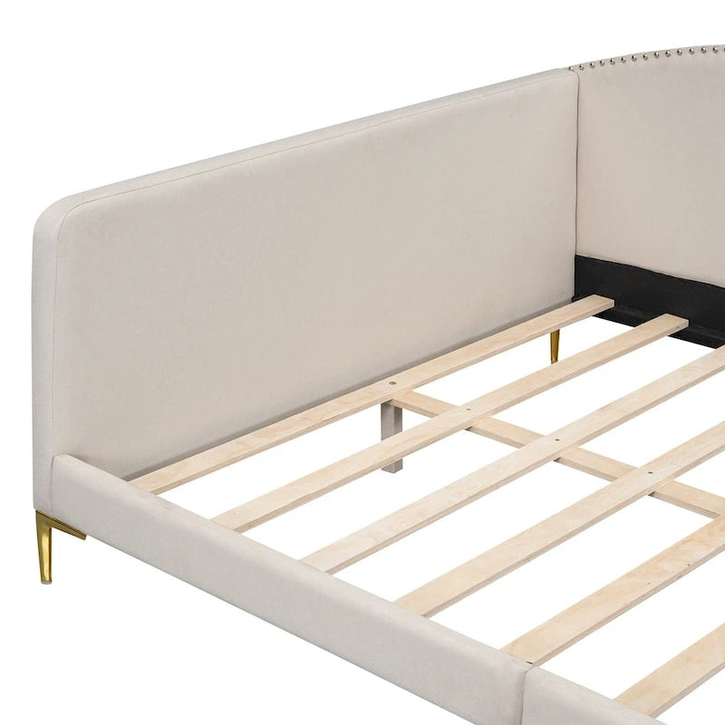 Upholstered Daybed with Guardrail and Headboard