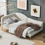 Upholstered Daybed with Guardrail and Headboard