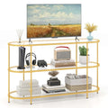 3-Tier TV Stand for TVs up to 65" with Tempered Glass Shelves - Gold