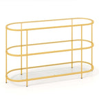 3-Tier TV Stand for TVs up to 65" with Tempered Glass Shelves - Gold