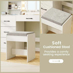 Vanity Set with Lighted Mirror and Stool