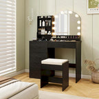 Vanity Set with Lighted Mirror and Stool