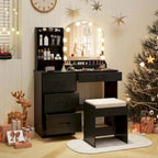 Vanity Set with Lighted Mirror and Stool