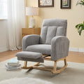Upholstered Nursery Glider Rocker with Solid Wood Base