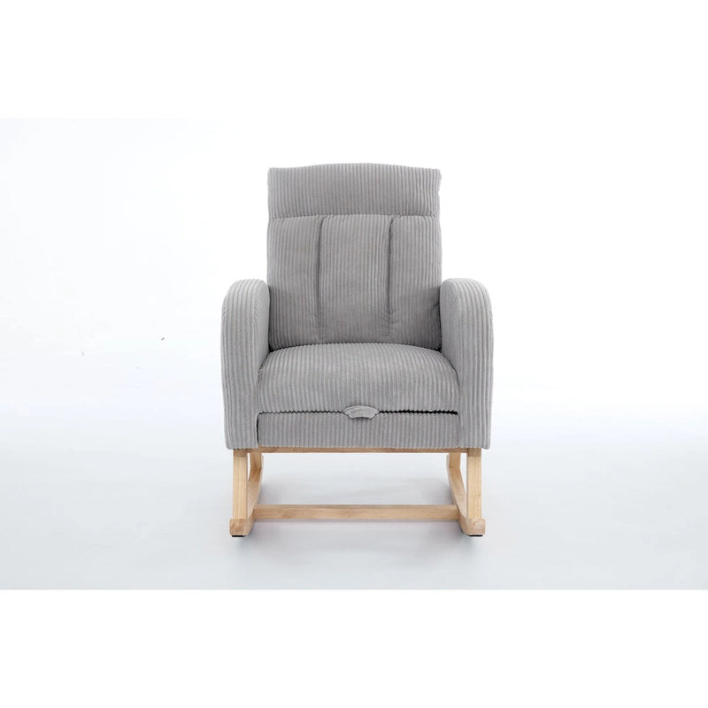Upholstered Nursery Glider Rocker with Solid Wood Base