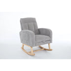 Upholstered Nursery Glider Rocker with Solid Wood Base