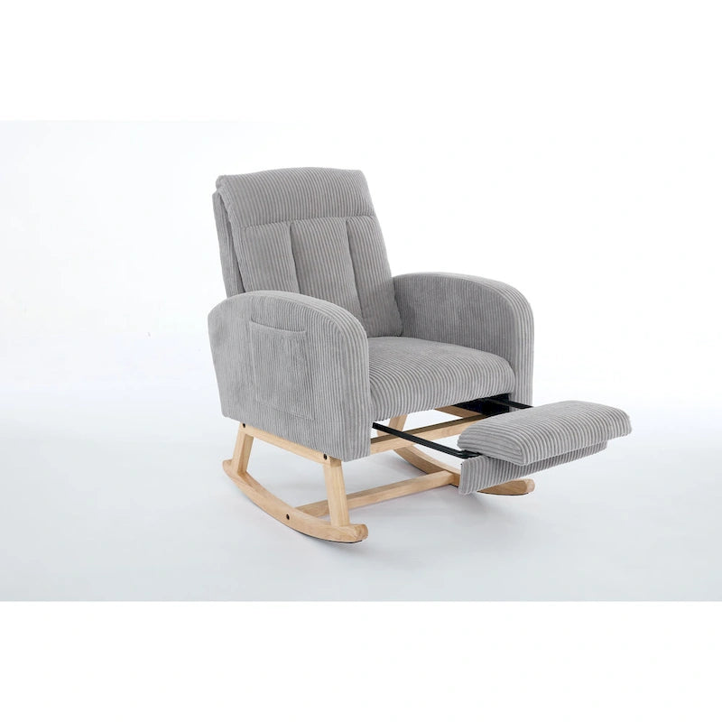 Upholstered Nursery Glider Rocker with Solid Wood Base