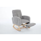 Upholstered Nursery Glider Rocker with Solid Wood Base