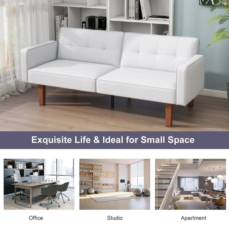 68 in. Twin Size Convertible Sofa Bed with Tufted Split Back and Adjustable Positions, 5 Colors