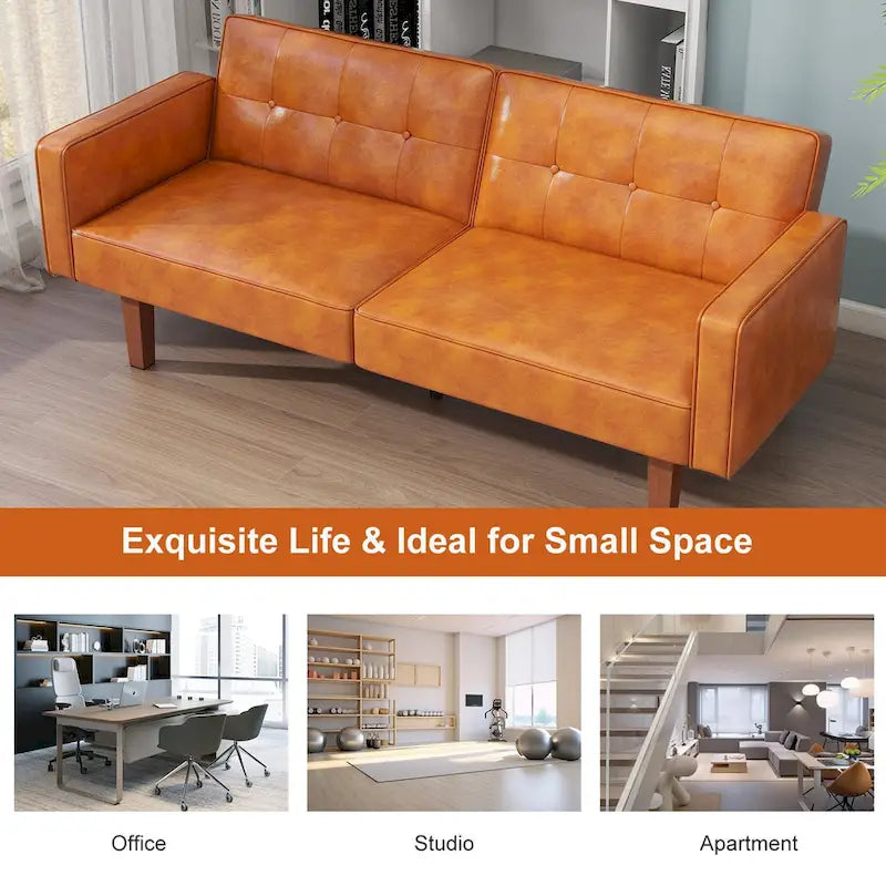 68 in. Twin Size Convertible Sofa Bed with Tufted Split Back and Adjustable Positions, 5 Colors