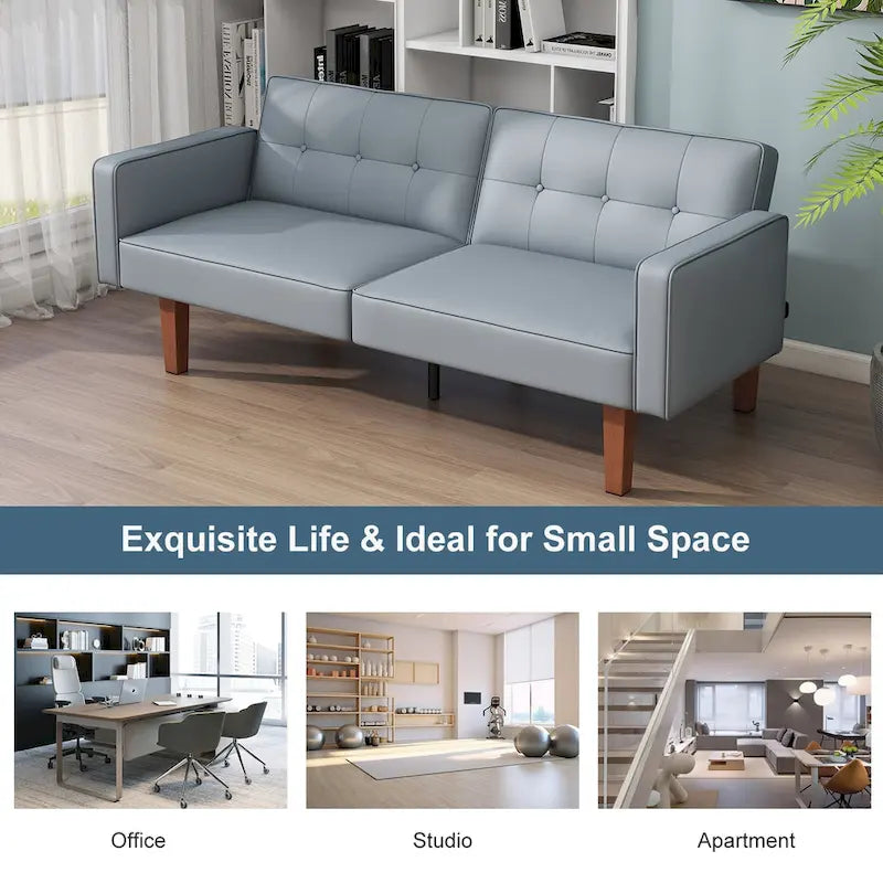 68 in. Twin Size Convertible Sofa Bed with Tufted Split Back and Adjustable Positions, 5 Colors