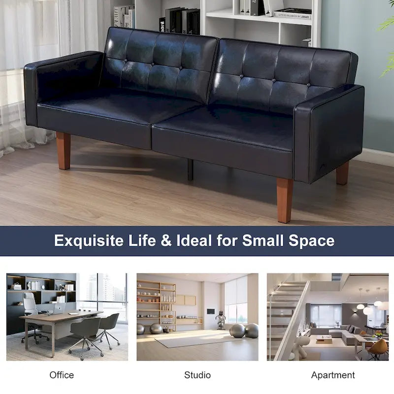 68 in. Twin Size Convertible Sofa Bed with Tufted Split Back and Adjustable Positions, 5 Colors