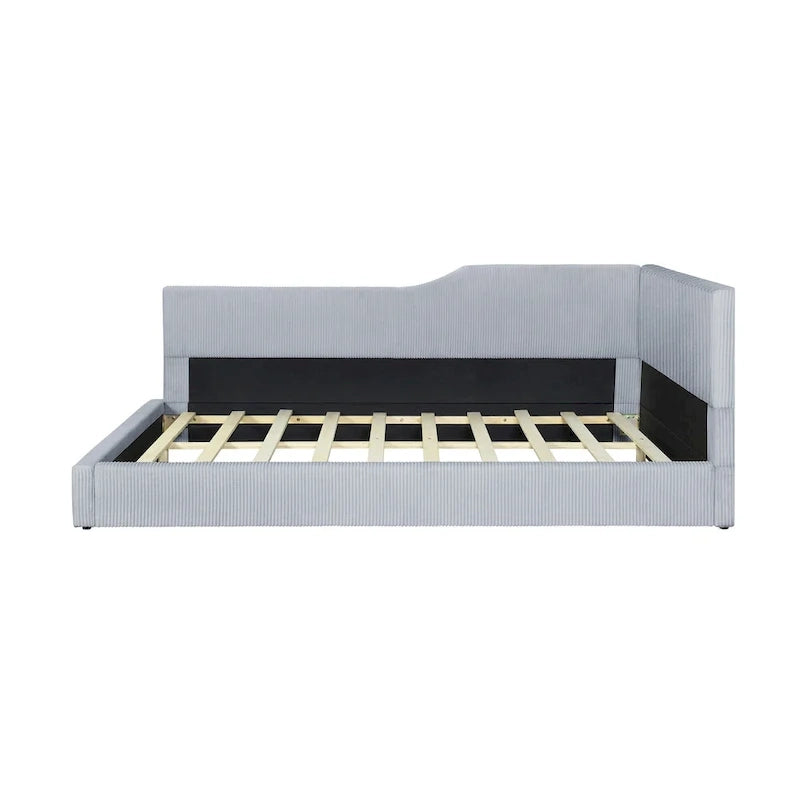 Full Size L-Shaped Daybed with Solid Wood Frame, 500 lbs Weight Capacity