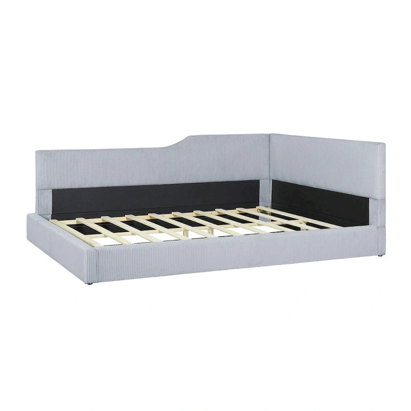 Full Size L-Shaped Daybed with Solid Wood Frame, 500 lbs Weight Capacity