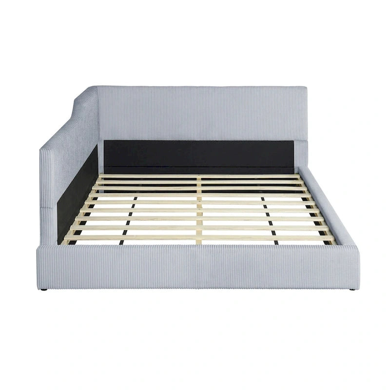 Full Size L-Shaped Daybed with Solid Wood Frame, 500 lbs Weight Capacity