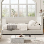 Full Size L-Shaped Daybed with Solid Wood Frame, 500 lbs Weight Capacity