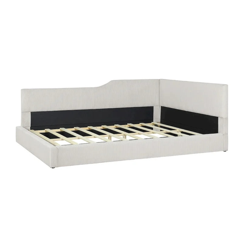 Full Size L-Shaped Daybed with Solid Wood Frame, 500 lbs Weight Capacity