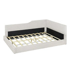 Full Size L-Shaped Daybed with Solid Wood Frame, 500 lbs Weight Capacity
