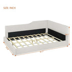 Full Size L-Shaped Daybed with Solid Wood Frame, 500 lbs Weight Capacity
