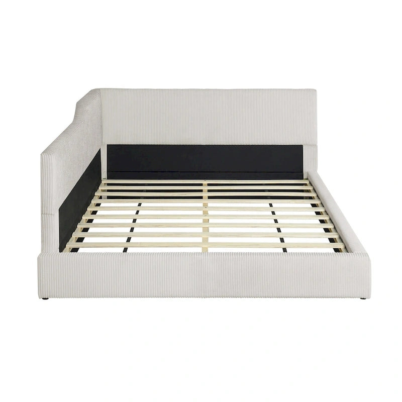 Full Size L-Shaped Daybed with Solid Wood Frame, 500 lbs Weight Capacity