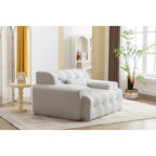 Beige Button-Tufted Accent Chair with High-Density Foam Cushion