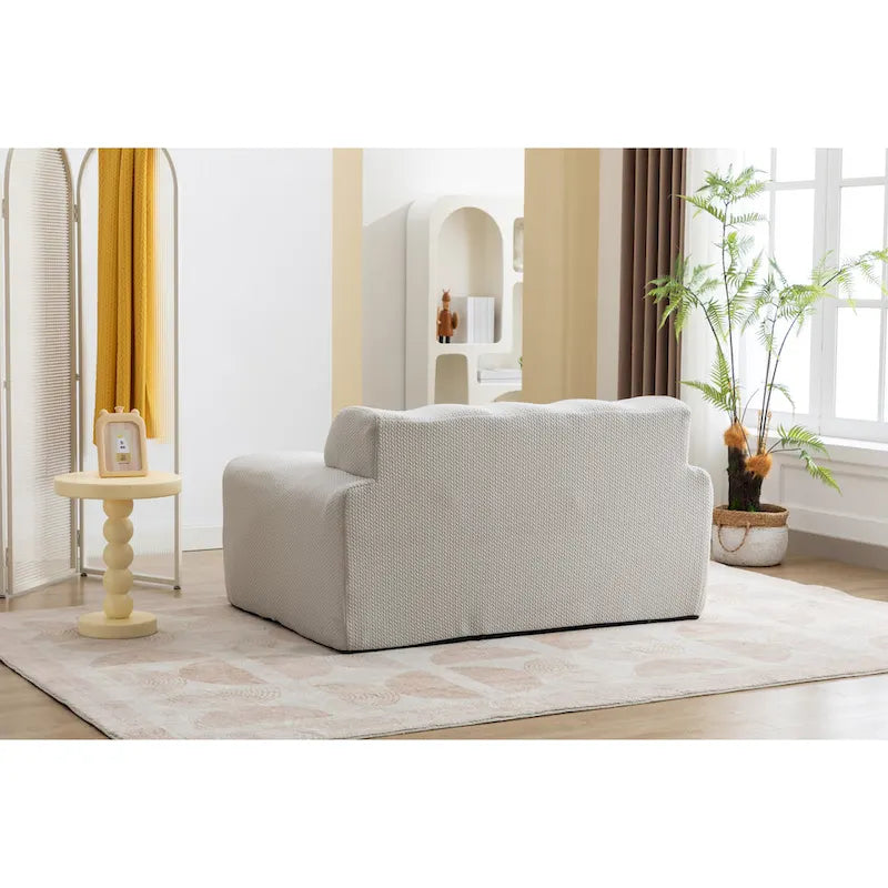 Beige Button-Tufted Accent Chair with High-Density Foam Cushion