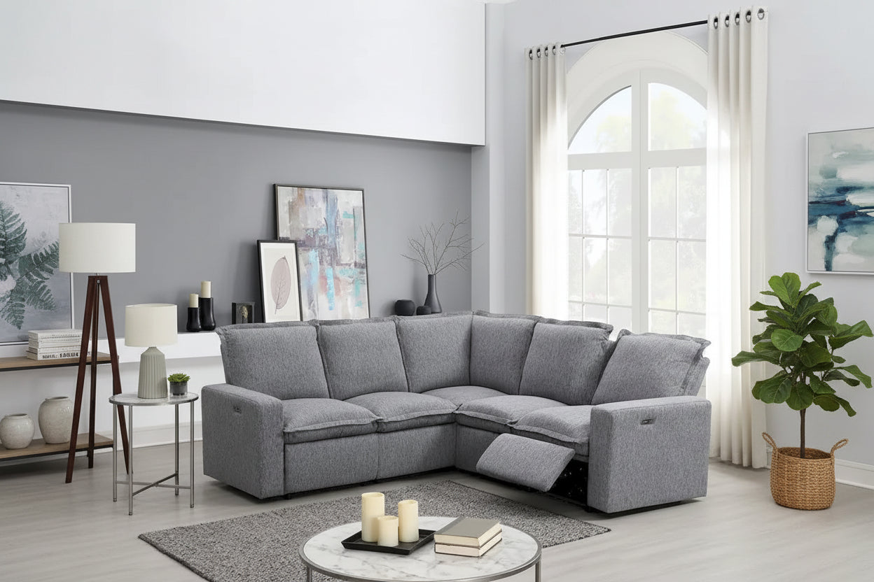 89.76 L-Shaped 5-Seater Sofa with Recliner