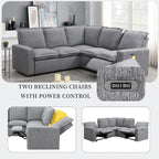 L-Shaped 5-Seater Power Recliner Sofa with USB Port
