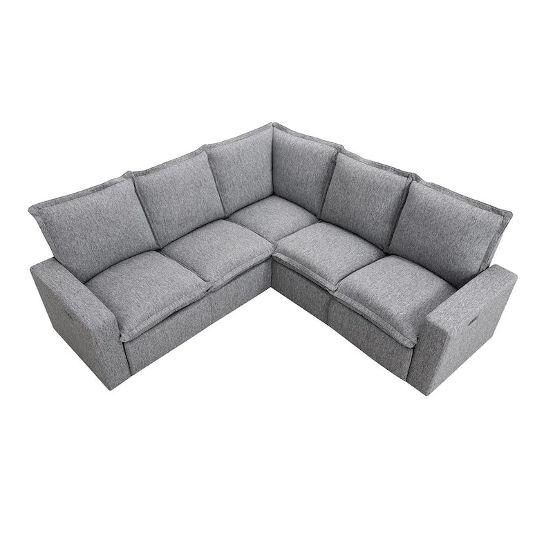 L-Shaped 5-Seater Power Recliner Sofa with USB Port