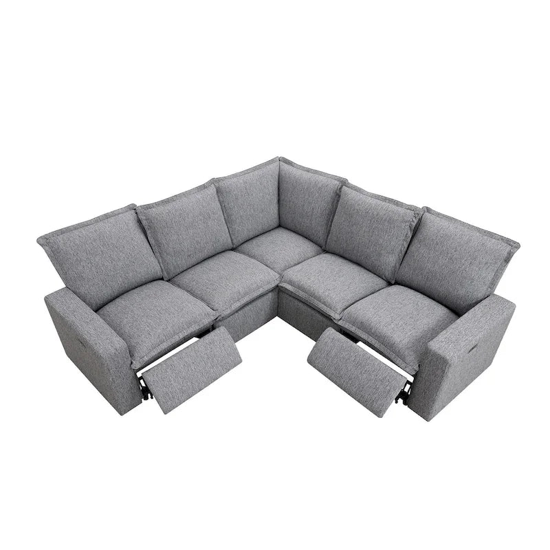 L-Shaped 5-Seater Power Recliner Sofa with USB Port
