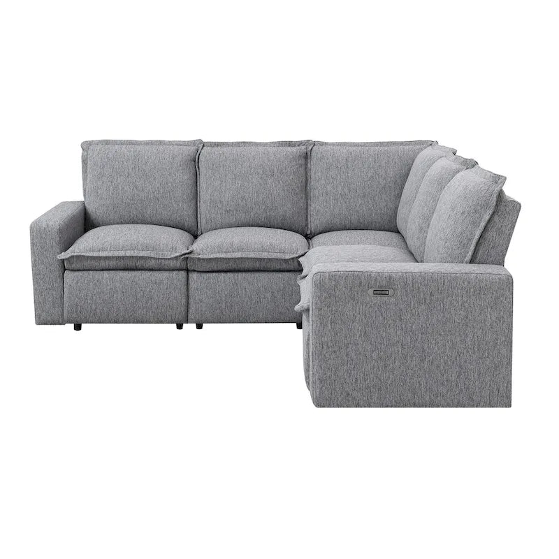 L-Shaped 5-Seater Power Recliner Sofa with USB Port